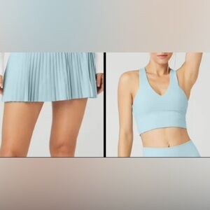ALO Chalk Blue Tennis Set: Grand Slam Tennis Skirt & Airbrush Real Bra Tank